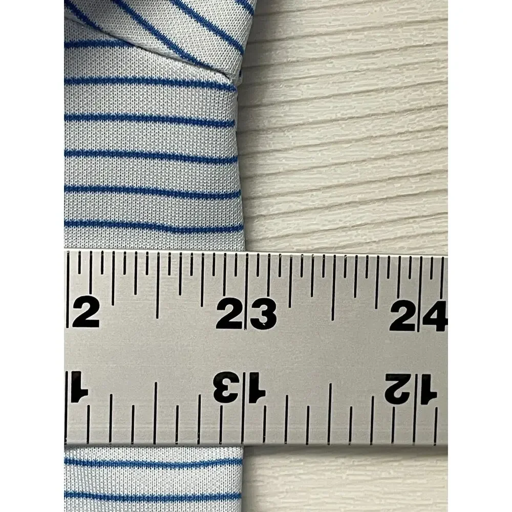 Adidas Mens Polo Shirt Size L Blue Striped Short Sleeve Performance‎ Golf